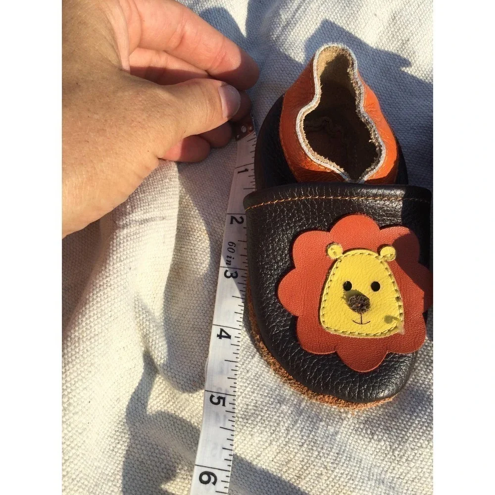 Augusta Baby leather shoes lion brown orange 0-6 months stretchy moccasin infant